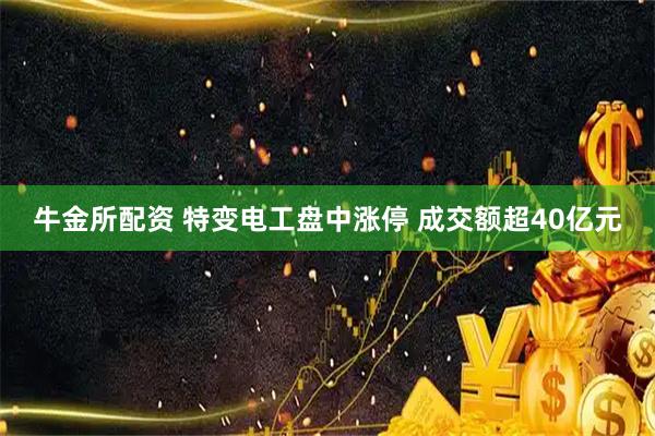牛金所配资 特变电工盘中涨停 成交额超40亿元